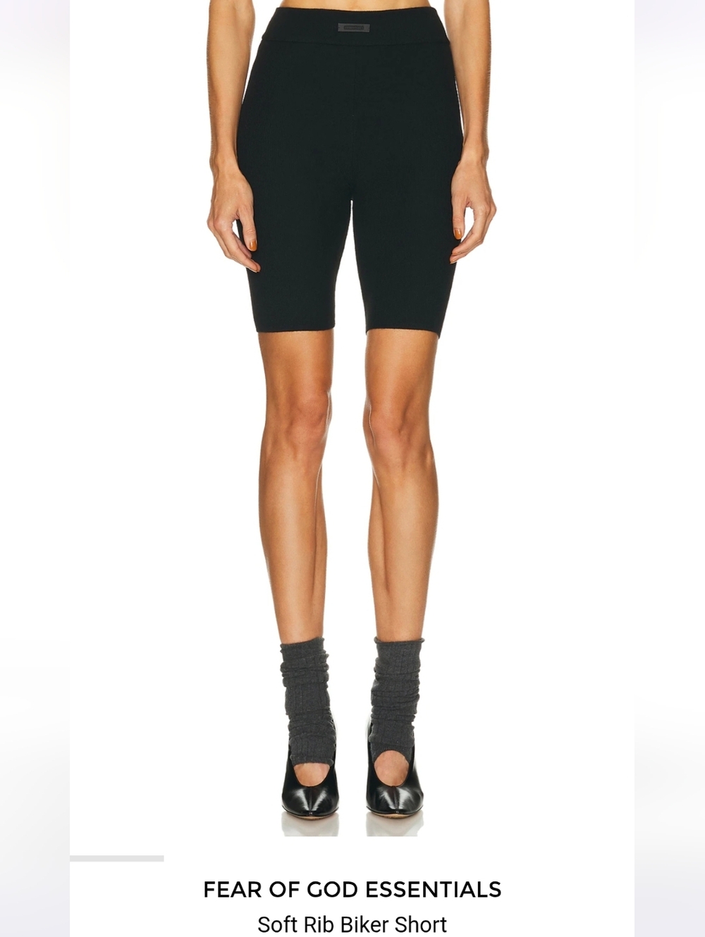Essentials Black Ribbed Waistband Biker Shorts XL